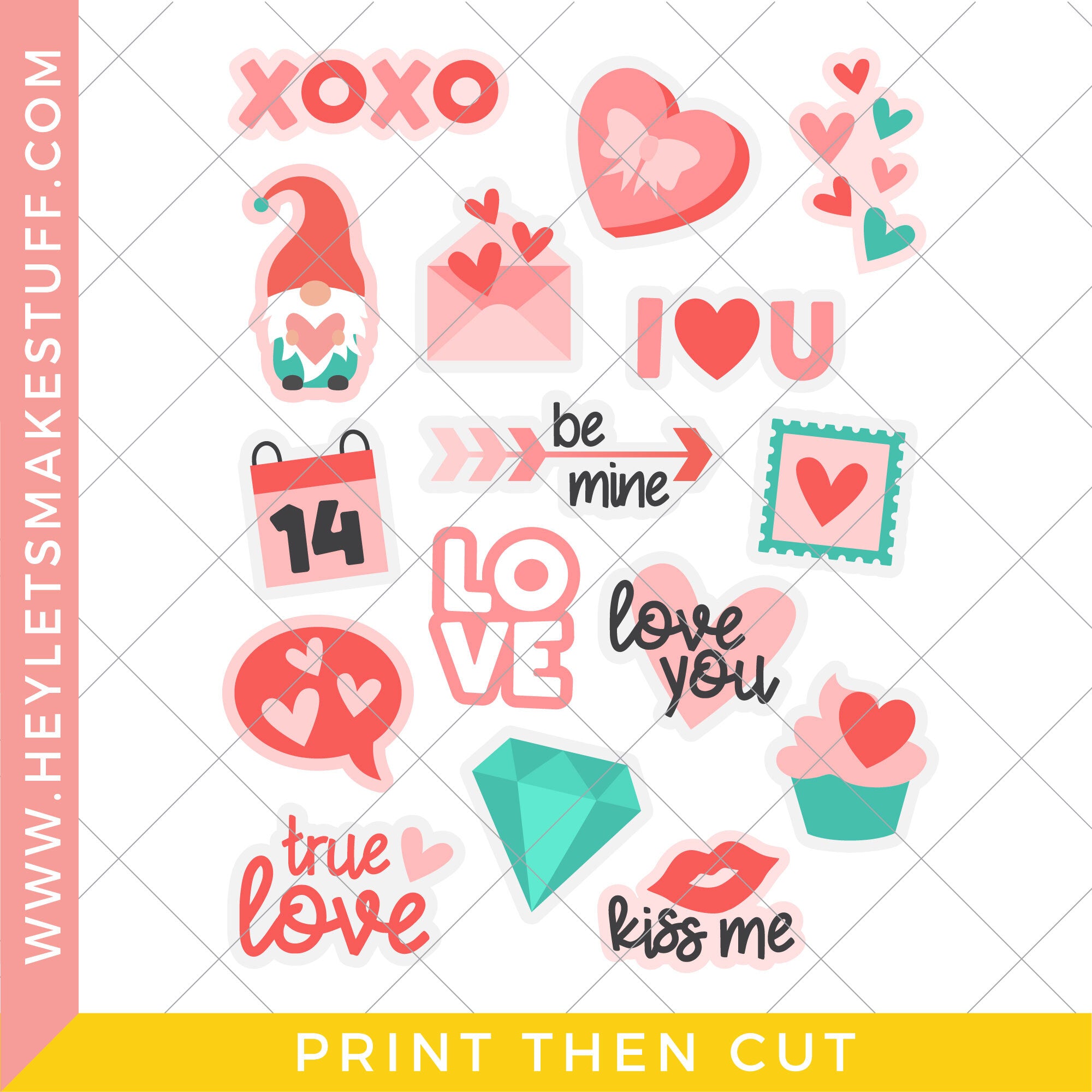 Valentine's Day Stickers - Print then Cut