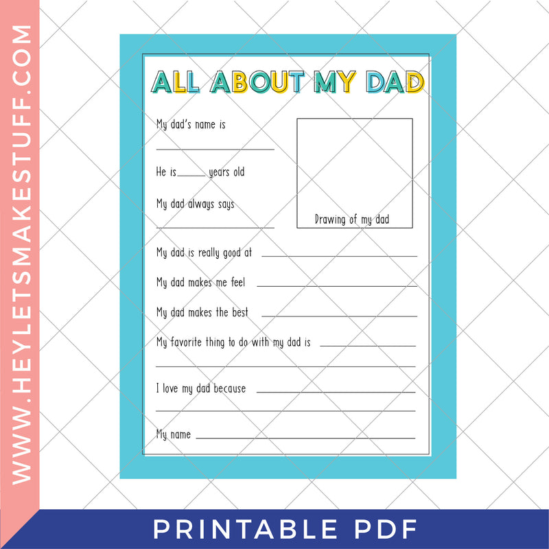 Printable All About My Dad Father's Day