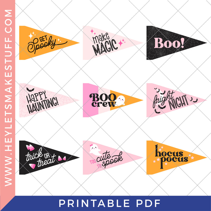 Printable Halloween Pennants - Pink