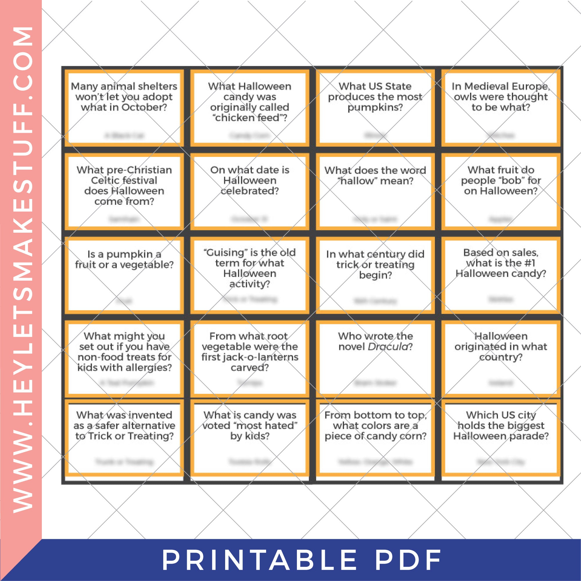 Printable Halloween Trivia – Hey, Let's Make Stuff for Free Printable Printable Halloween Trivia Questions And Answers