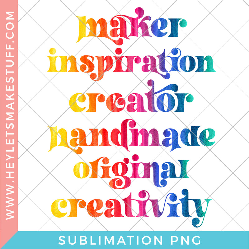 Rainbow Creativity Words Bundle - Sublimation