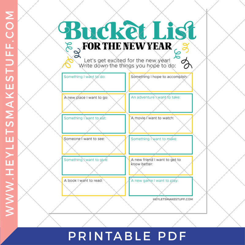 Printable New Year's Eve Bucket List