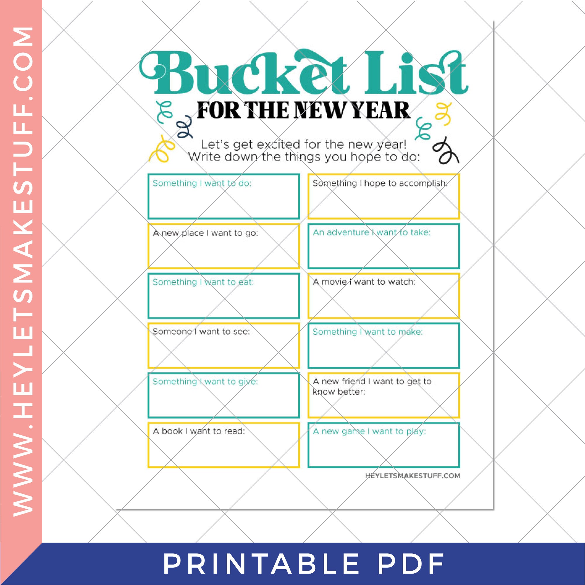 Printable New Year's Eve Bucket List Club Hey, Let's Make Stuff