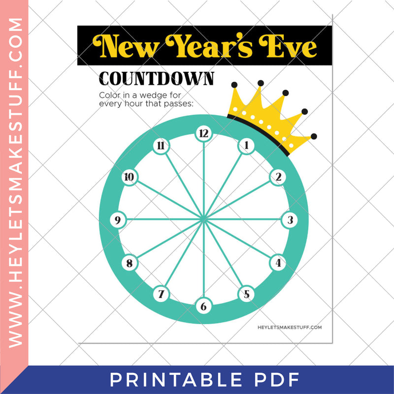 Printable New Year's Eve Countdown Coloring Page
