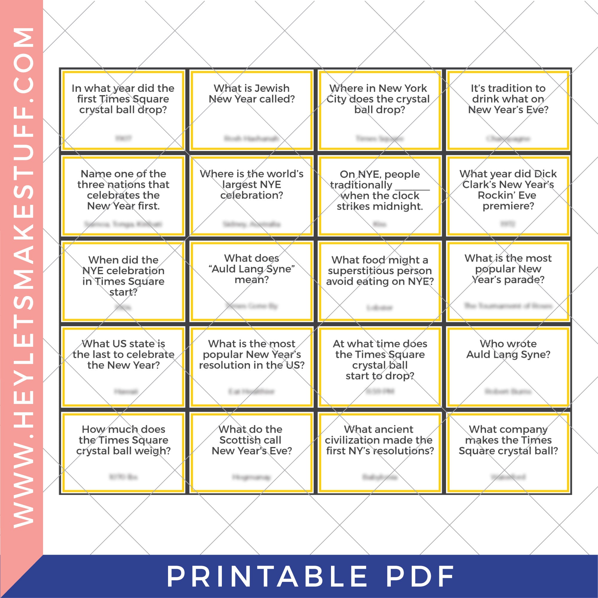 Printable New Year's Eve Trivia – Hey, Let's Make Stuff