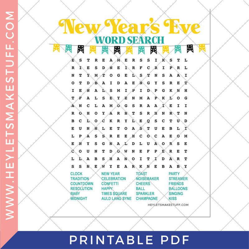 Printable New Year's Eve Word Search