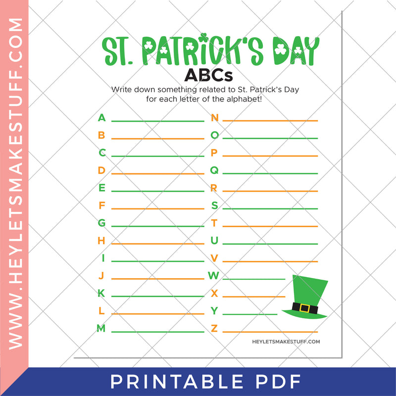 Printable St. Patrick's Day ABC's Game