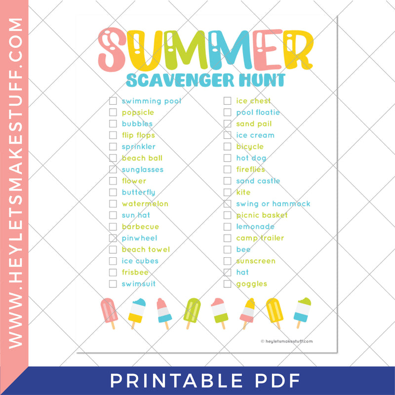 Printable Summer Scavenger Hunt