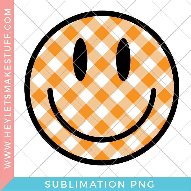 Fall Gingham Happy Face - Sublimation