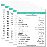 Cricut Fonts Cheat Sheets - 120 Fonts