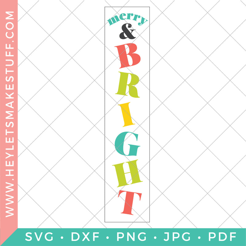 Merry & Bright Vertical Christmas Sign