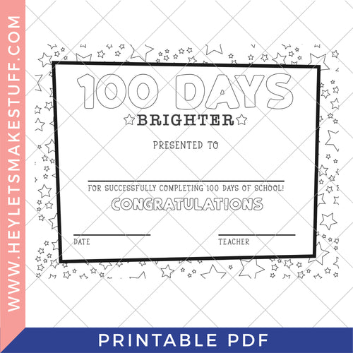Printable 100 Days of School Certificate
