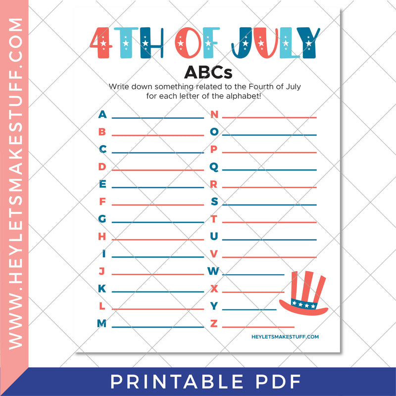 Printable Fourth of July ABC's