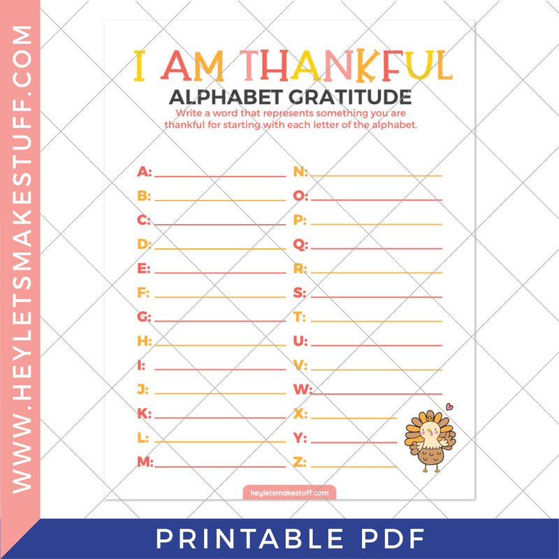 Printable Thanksgiving Alphabet Gratitude Game