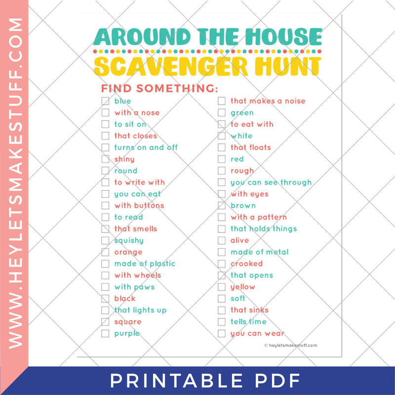 Printable Around the House Indoor Scavenger Hunt