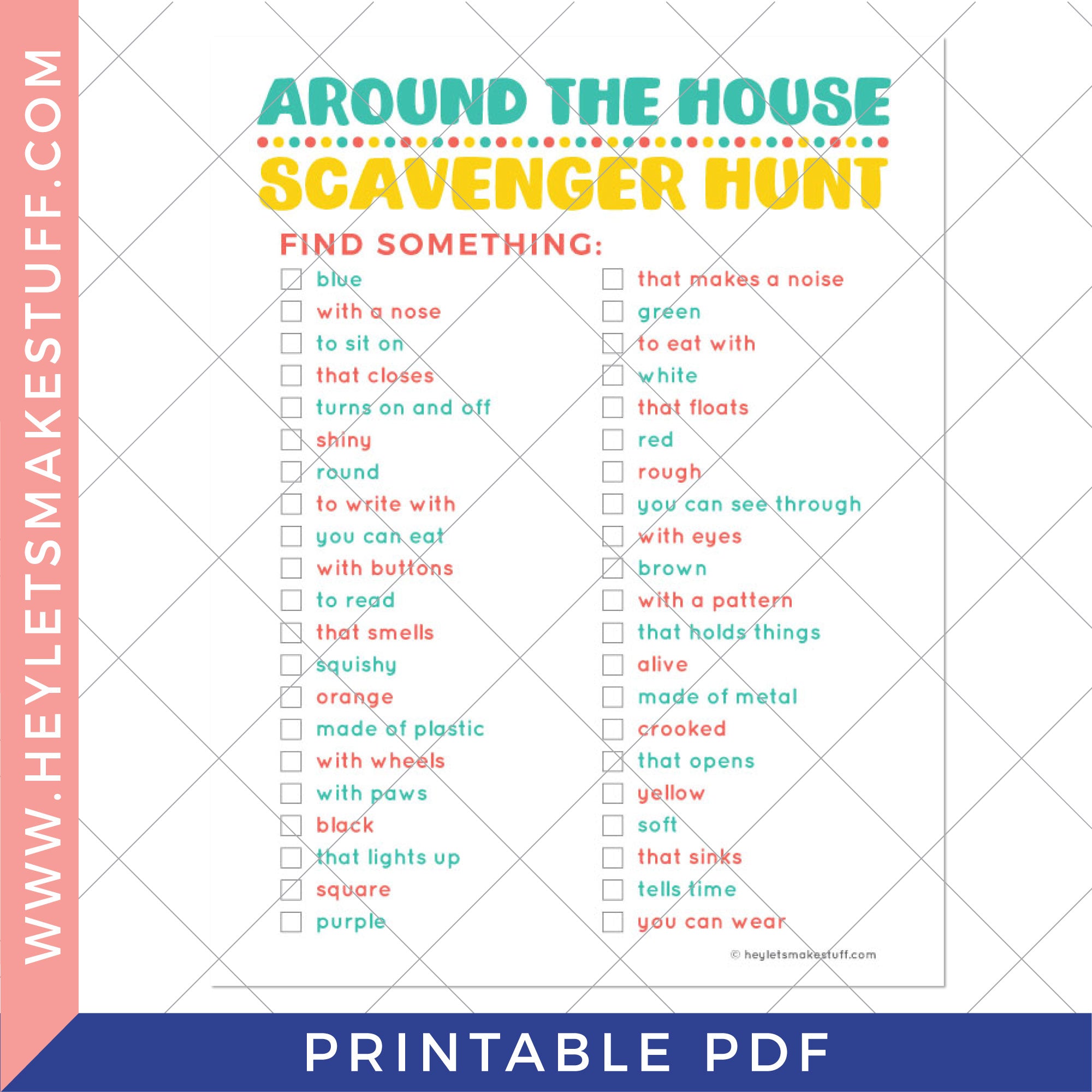 Printable Around the House Indoor Scavenger Hunt - Club – Hey, Let's ...