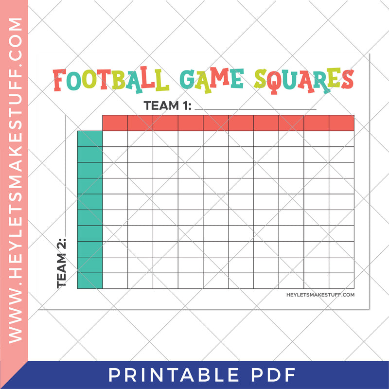 Printable "Big Game" Squares Game for the Super Bowl