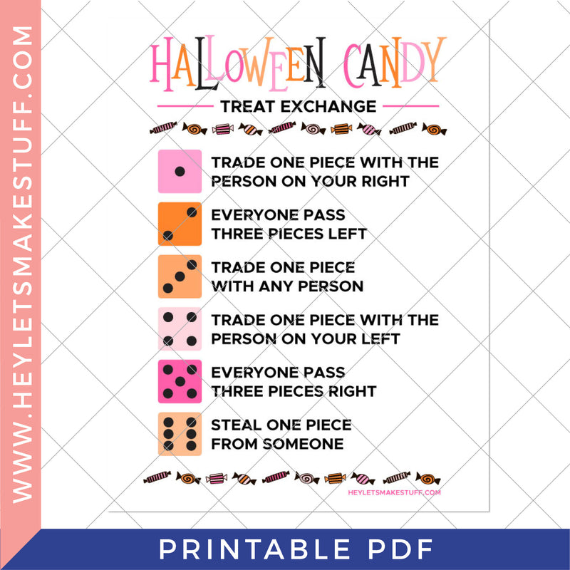 Printable Halloween Candy Treat Exchange