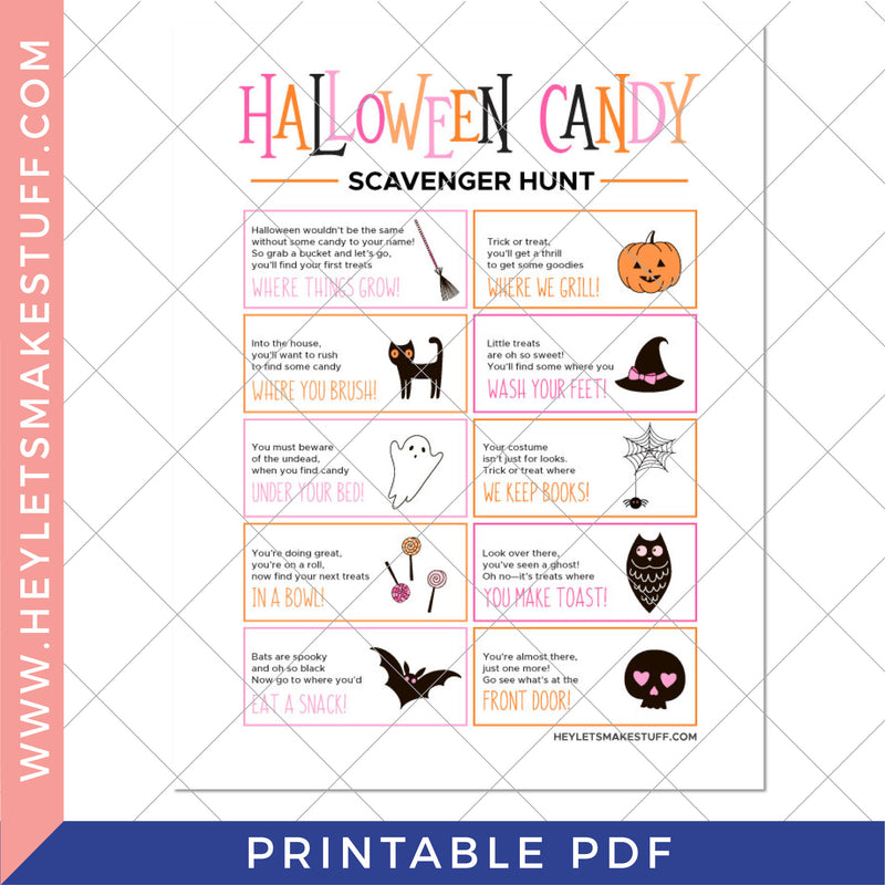 Printable Halloween Candy Scavenger Hunt