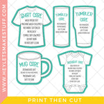 Printable Sublimation Care Tags - Print then Cut