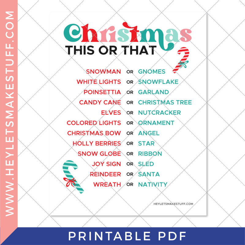 Printable Christmas This-or-That