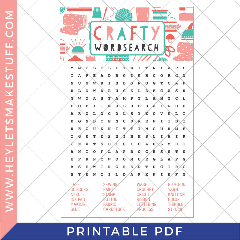 Printable Crafty Word Search