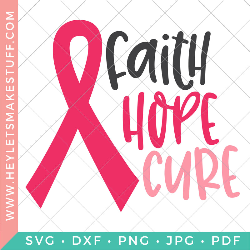 Faith Hope Cure Cancer Ribbon