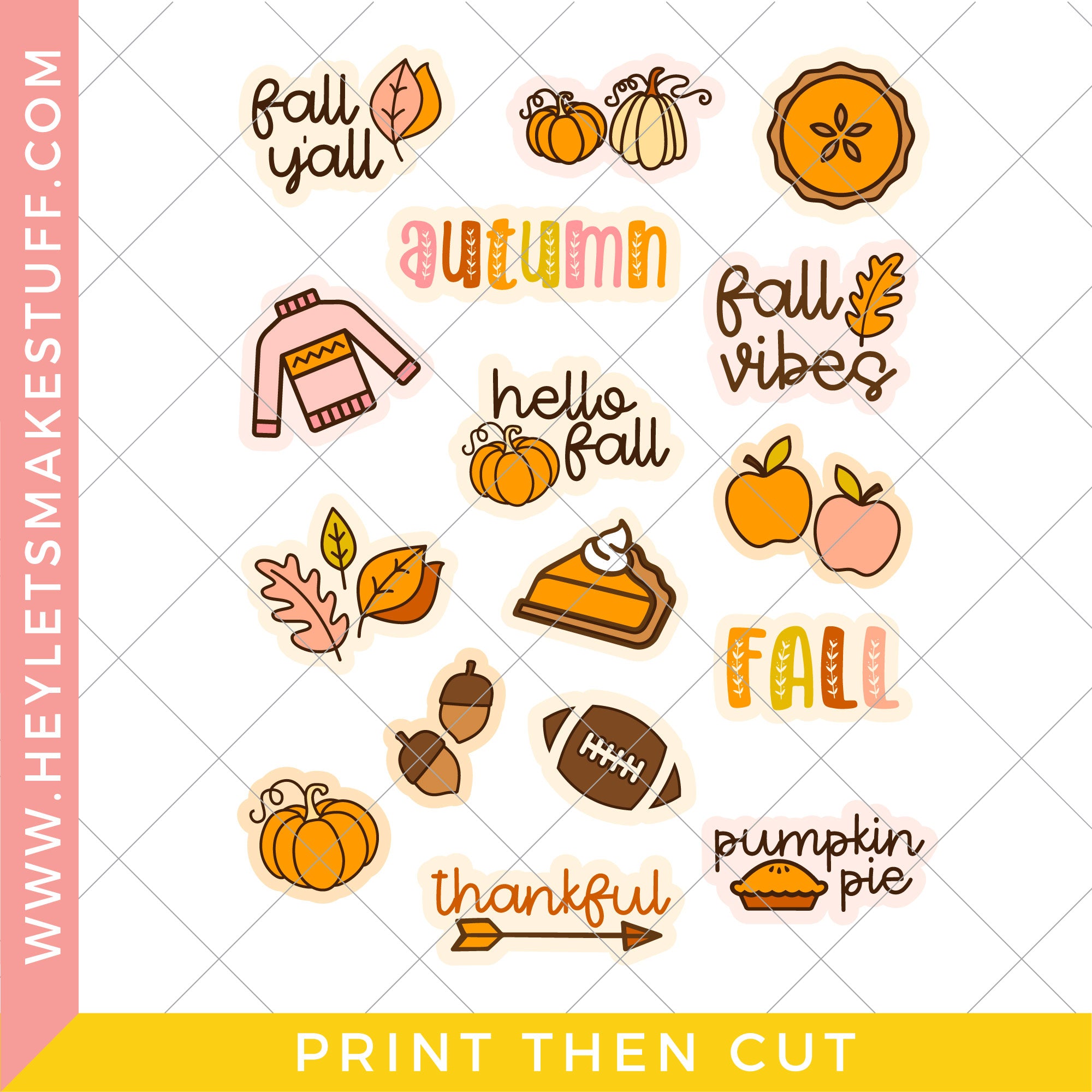 Fall Stickers for Print then Cut – Hey, Let's Make Stuff