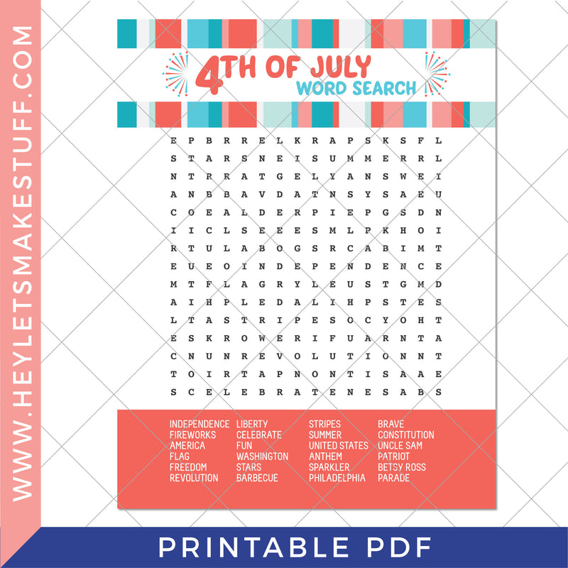 Printable Fourth of July Word Search