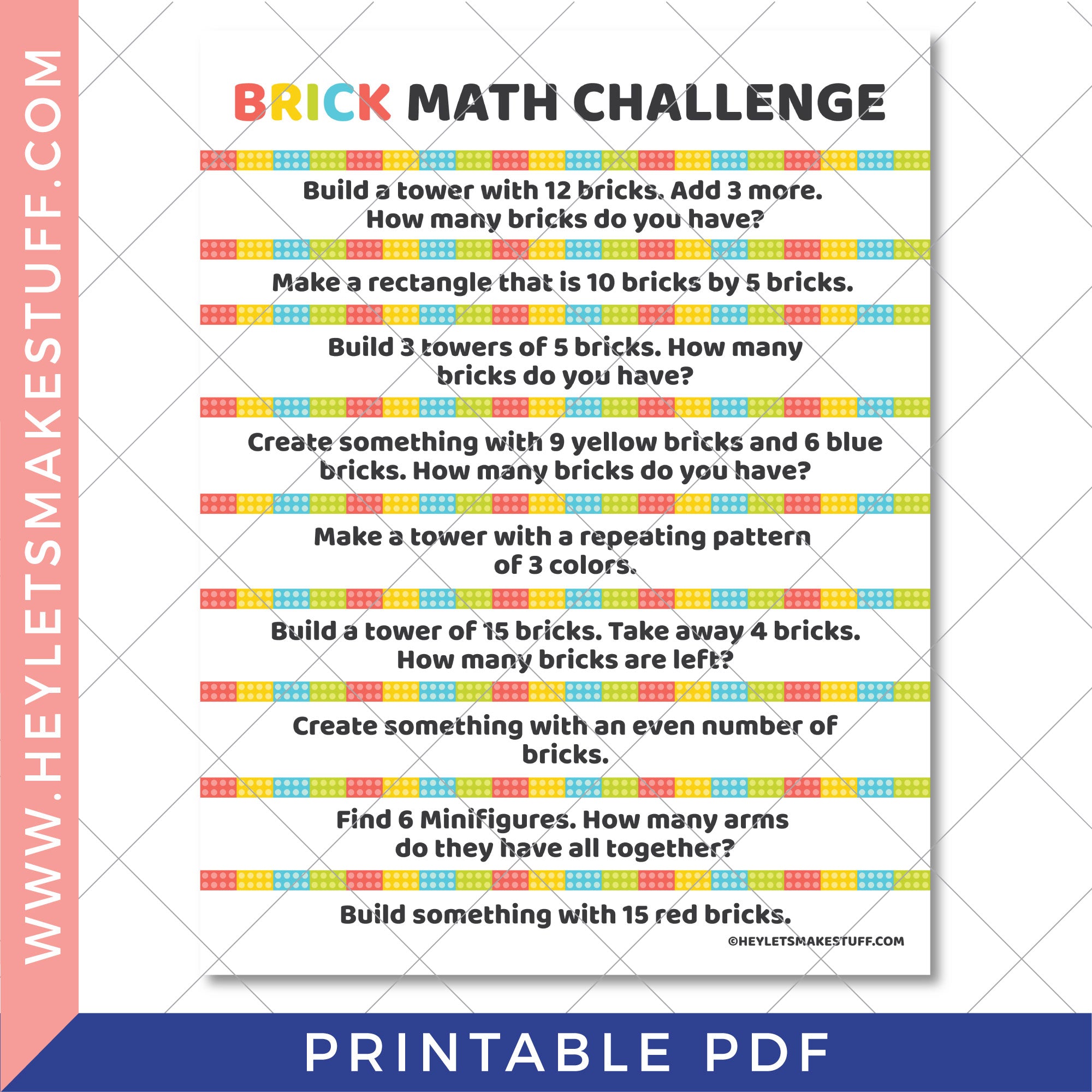 Printable Brick Math Challenge – Hey, Let's Make Stuff