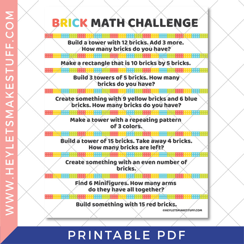 Printable Brick Math Challenge