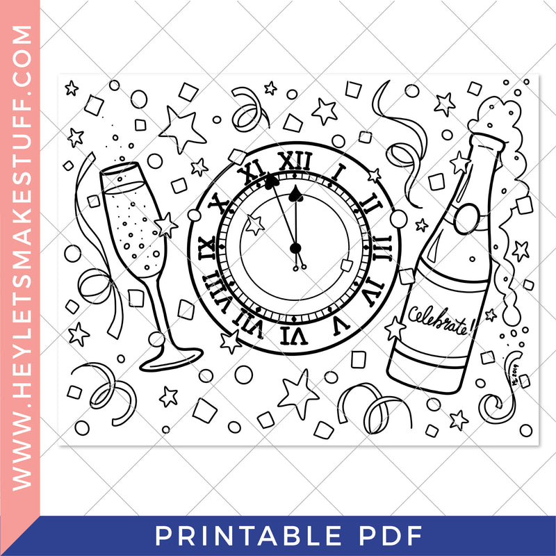 Printable New Year's Eve Coloring Page