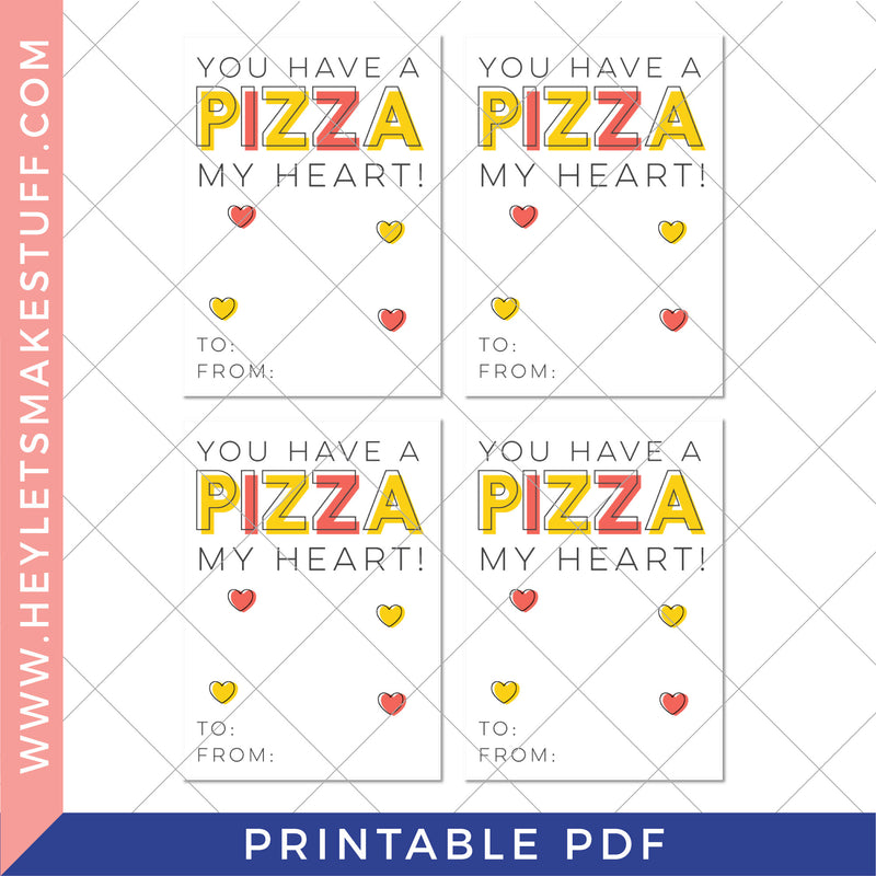 Printable Pizza Valentine's Day Cards