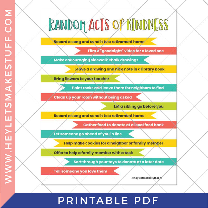 Printable Random Acts of Kindness for Kids
