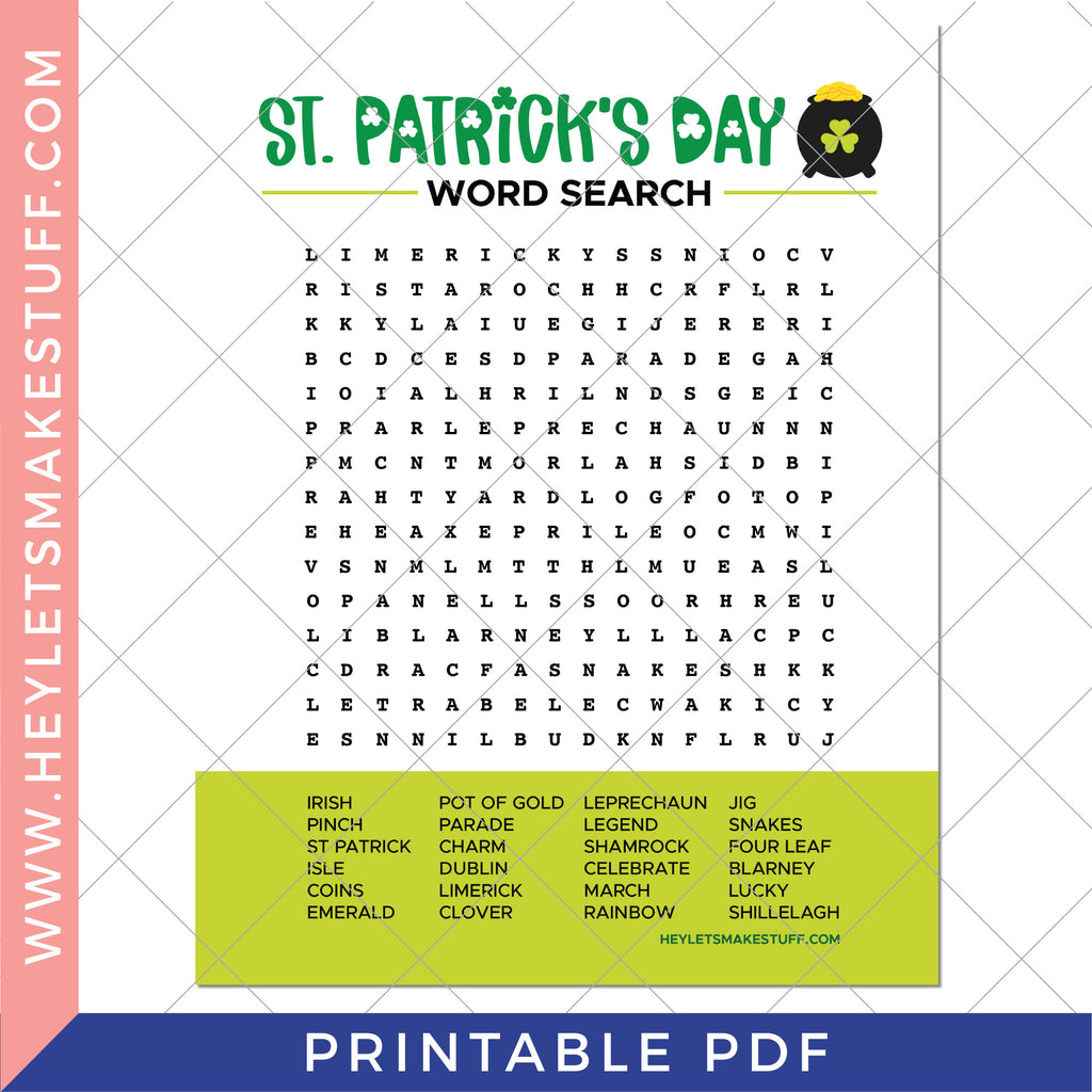 Printable St. Patrick's Day Word Search - Club