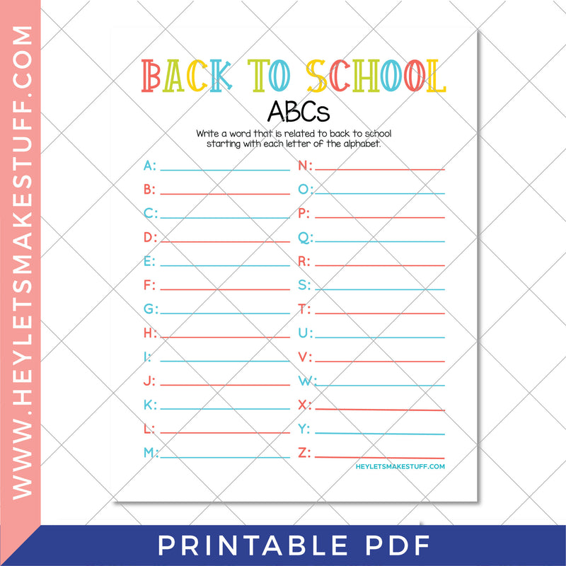 Printable Back to School ABC's