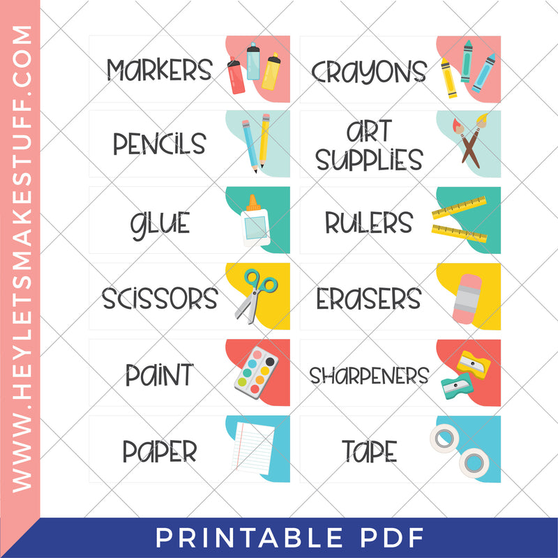 Printable Classroom Supply Labels