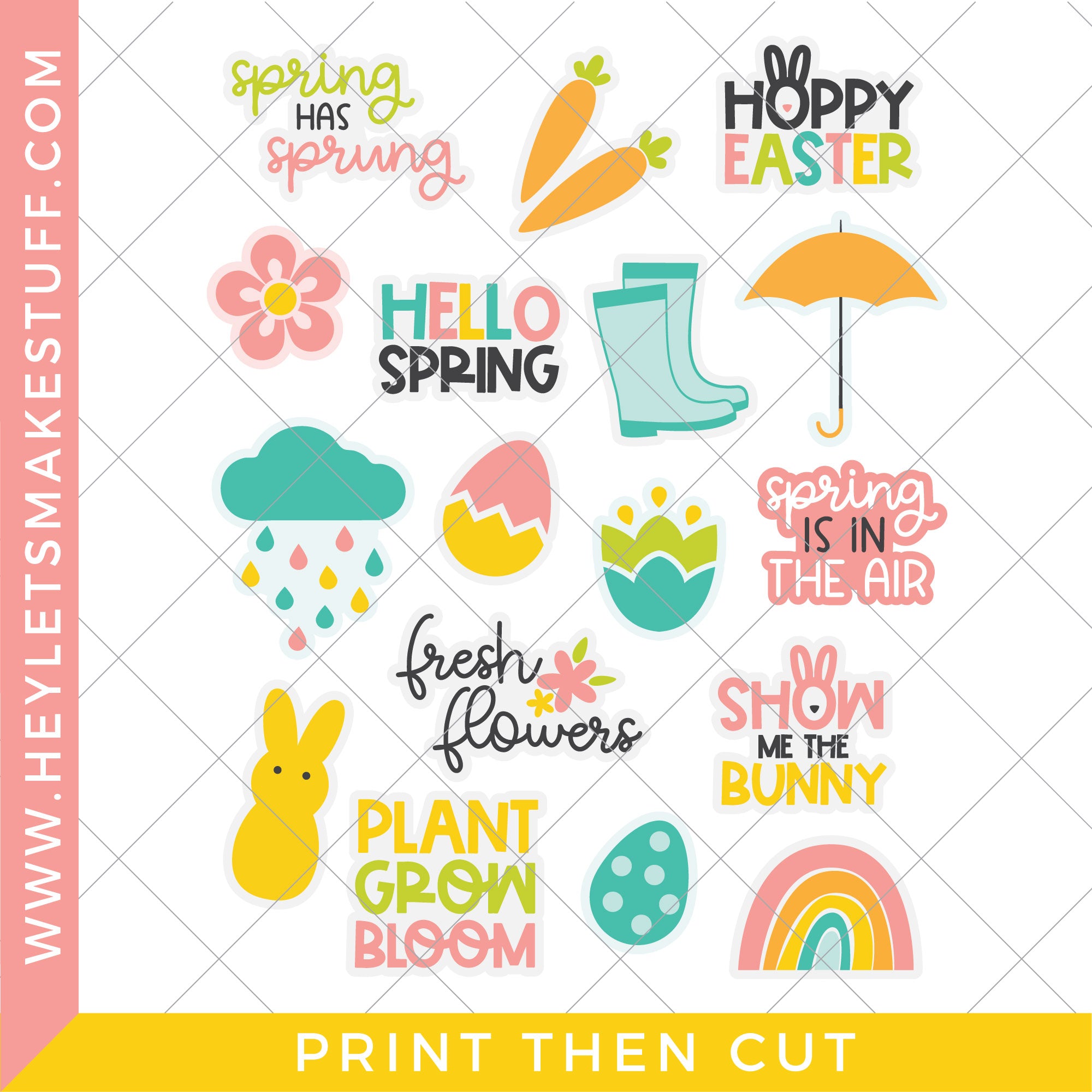 Spring and Easter Stickers for Print then Cut – Hey, Let's Make Stuff
