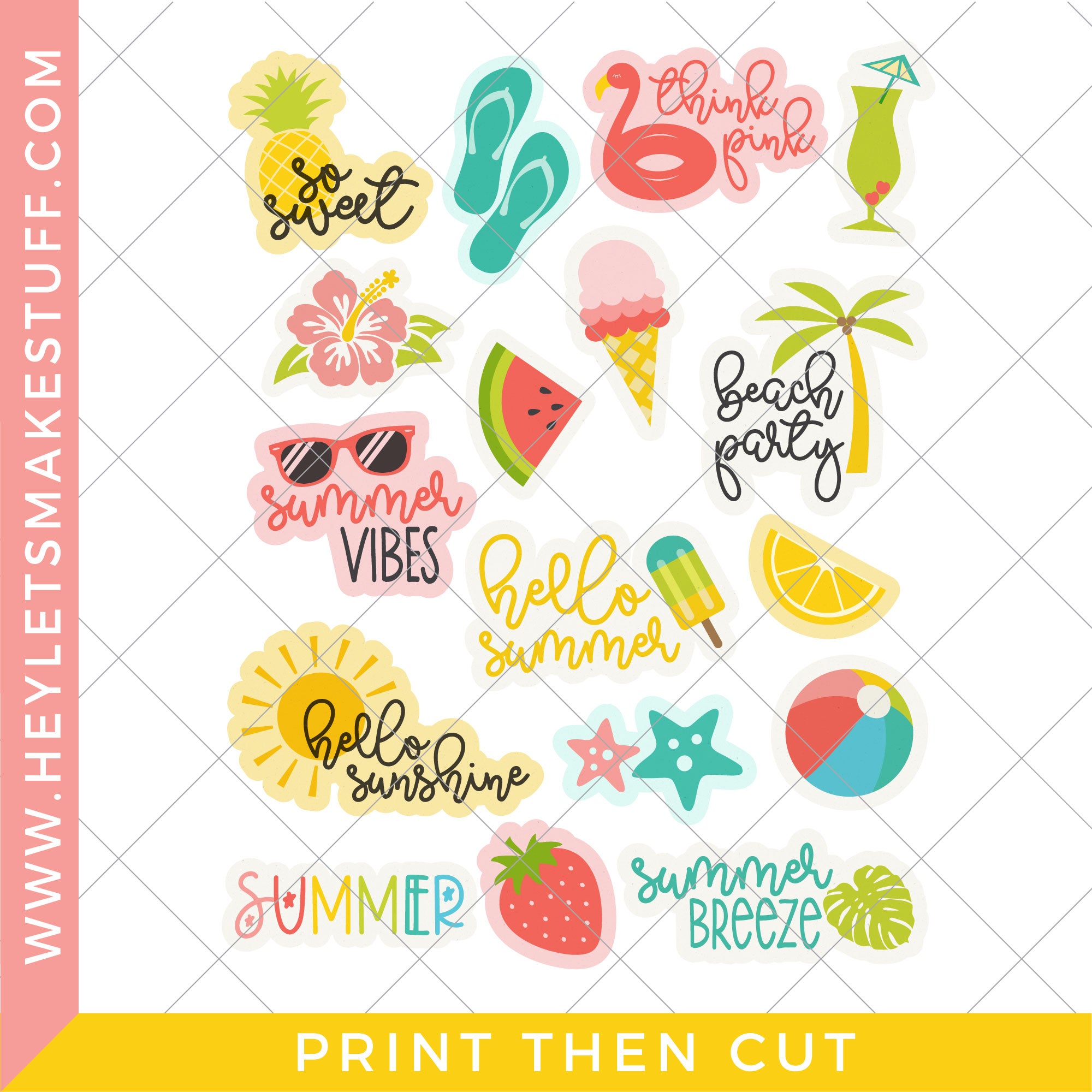 Summer Stickers for Print then Cut – Hey, Let's Make Stuff