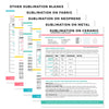 Sublimation Cheat Sheets