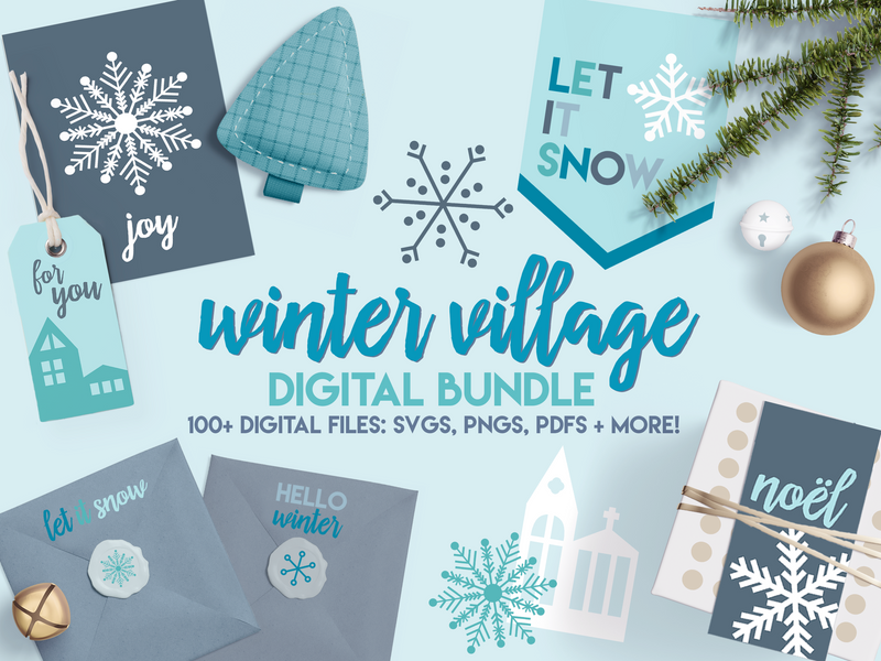 Printable SVG Winter Village Digital File Bundle